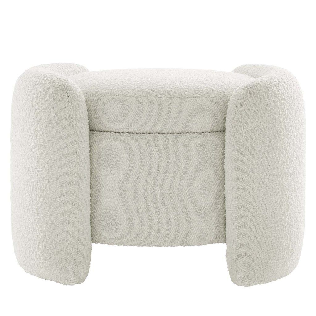 Ivory White Fabric Ottoman Accent Chair O66888