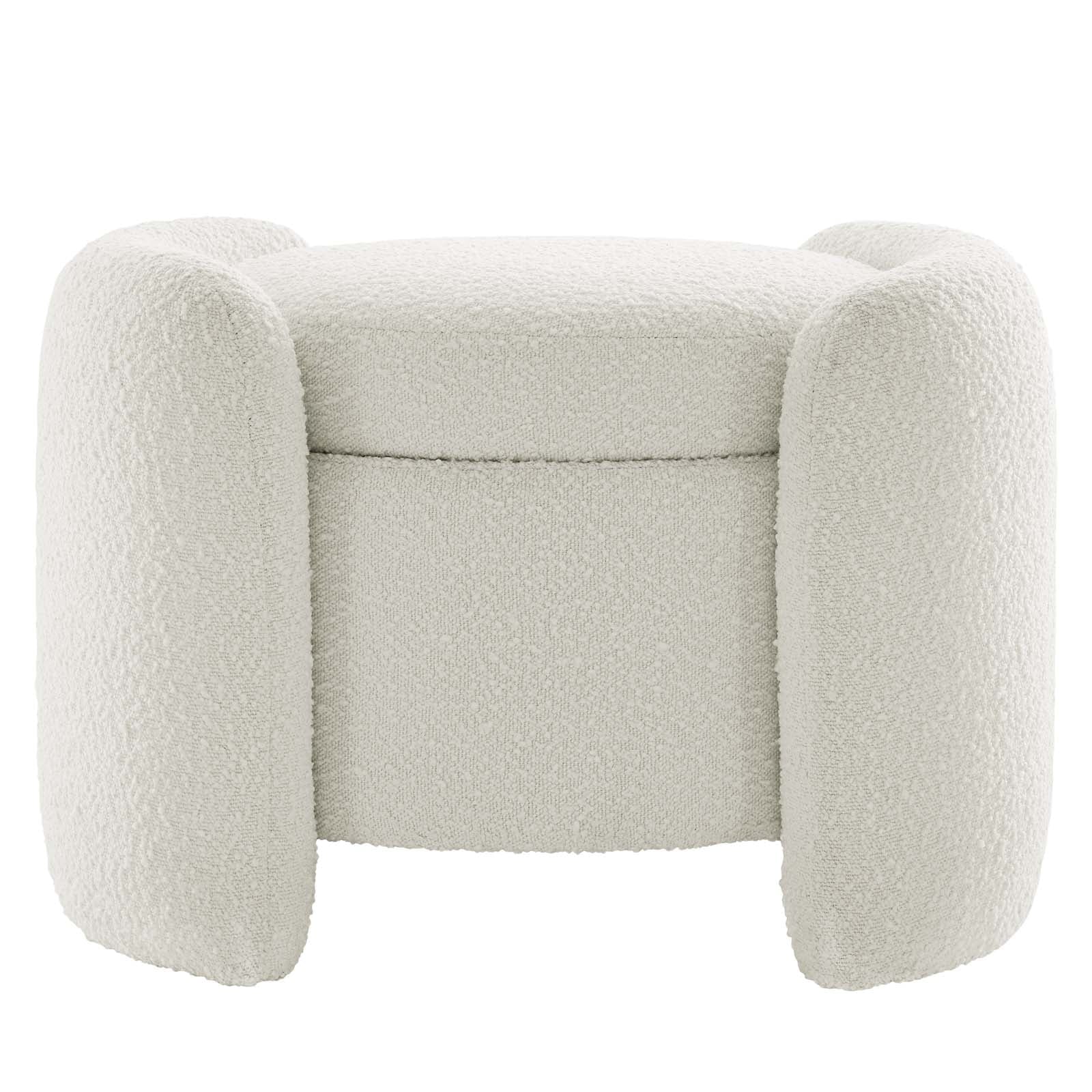Ivory White Fabric Ottoman Accent Chair O66888