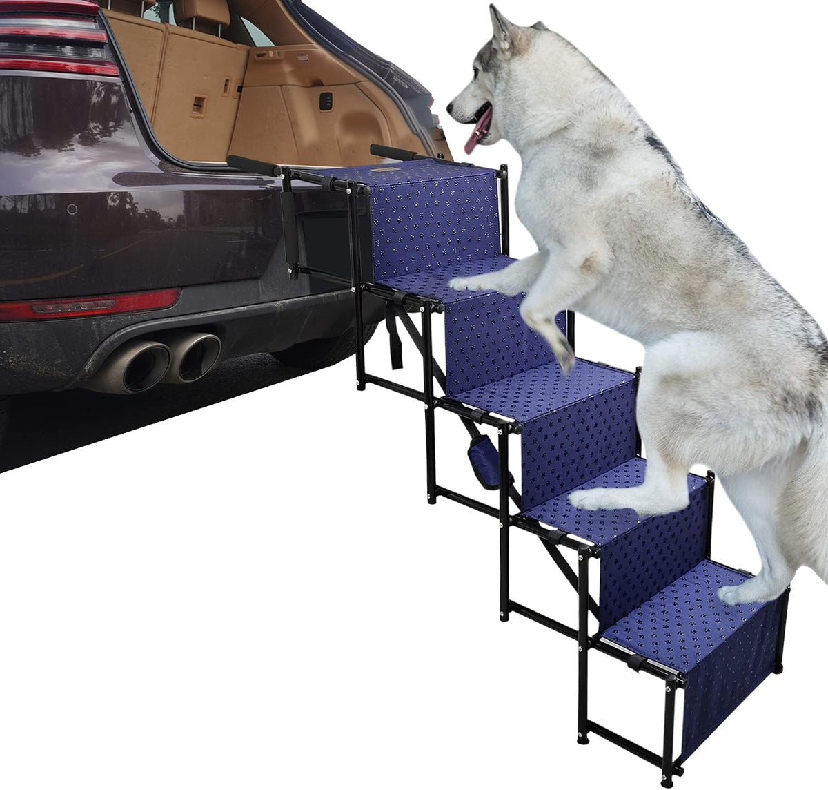 Grey Pack of 2 Folding Pet Stairs Ramp Ladder V31248