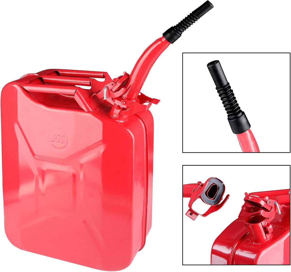 2 Pack Red 20L Steel Gas Can with Spout System J8448