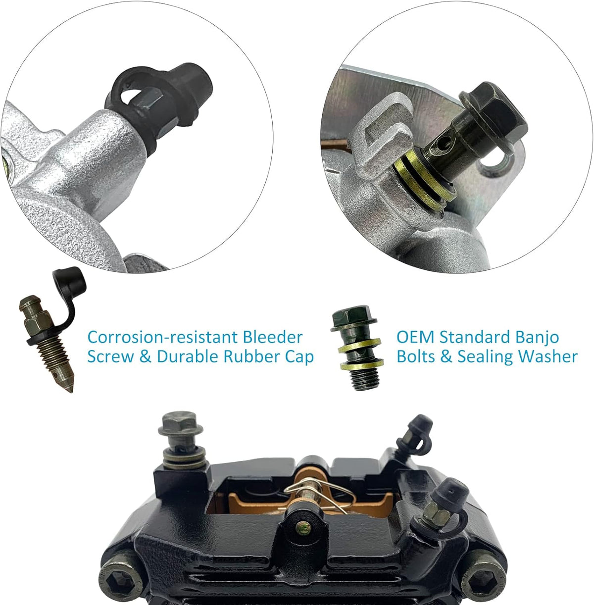 Front Left Right & Rear Brake Calipers for Yamaha Grizzly 660 YFM660 F 2002-2008 M622