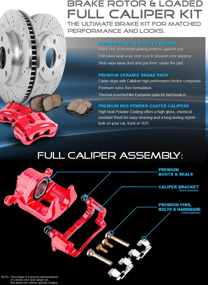 Red Powder Coated Caliper Assembly Set Kit J883
