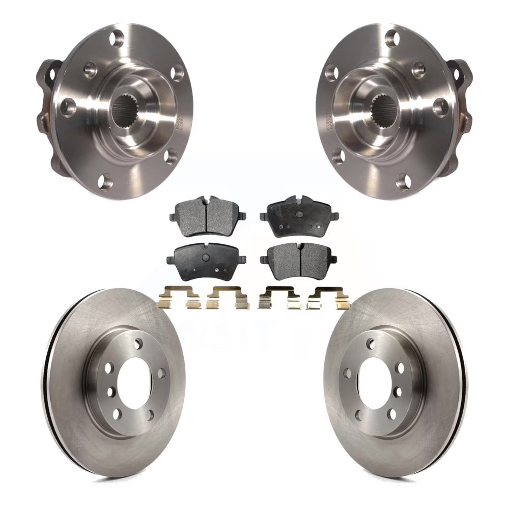 Front Hub Bearing Assembly with Disc Brake Rotors and Semi-Metallic Pads Kit Z350534
