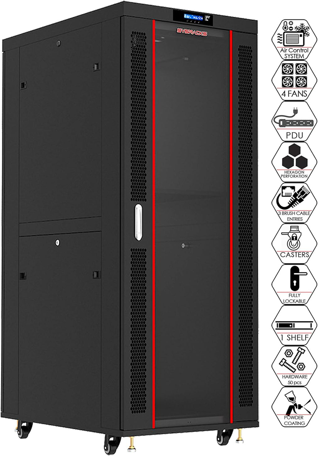 18U Server Rack Network Enclosure 39 inch Deep Data Cabinet on Wheels F9961