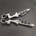 Chrome Angled Mounting Kit with Stiletto Shape Foot Peg Footrest For 1.25 inch Front Engine Guard Frame Tube F112
