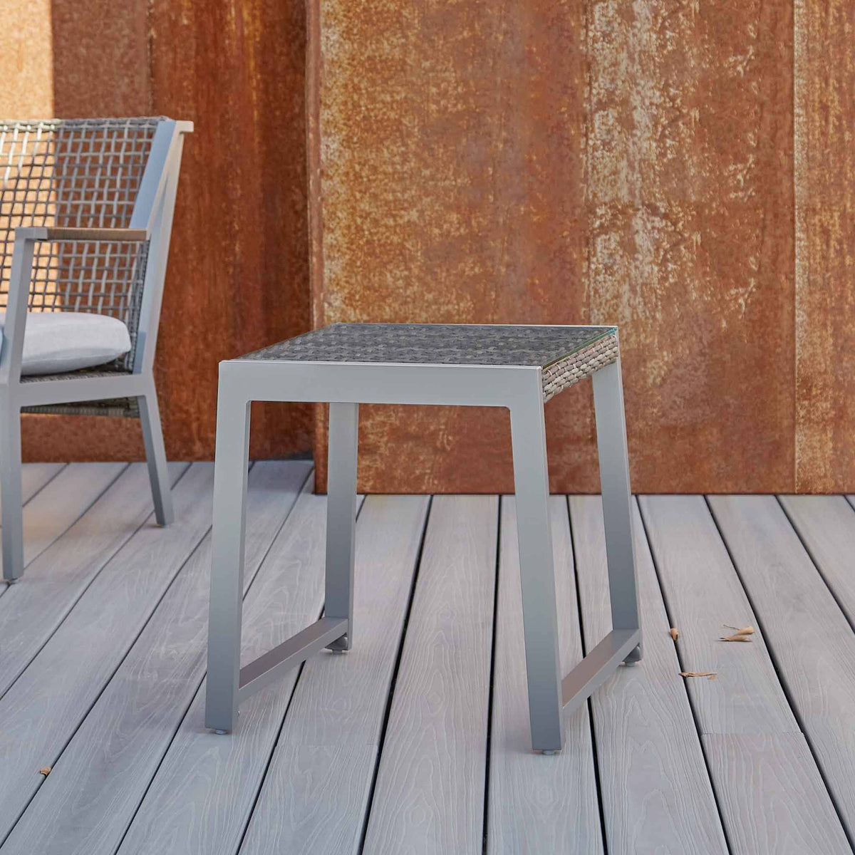 Gray Aluminum Patio End Table, 2 count K9774