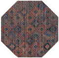 Washable Blue Flatweave Octagon Rug W609052
