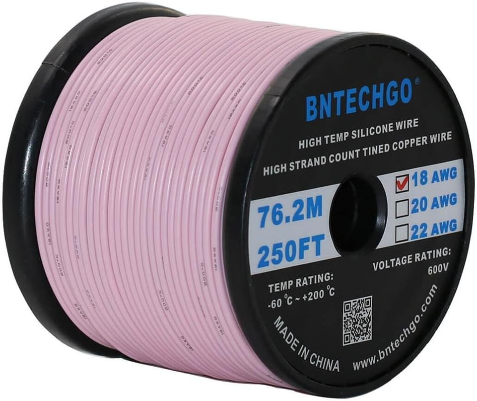 18 Gauge Silicone Wire Spool 500 ft Black Flexible 18 AWG Stranded Tinned Copper Wire Pack of 2 V929