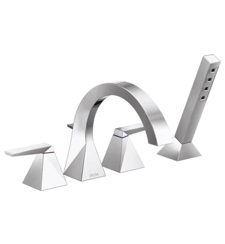 Stainless Double Handle Roman Tub Faucet Trim with Hand Shower O54331