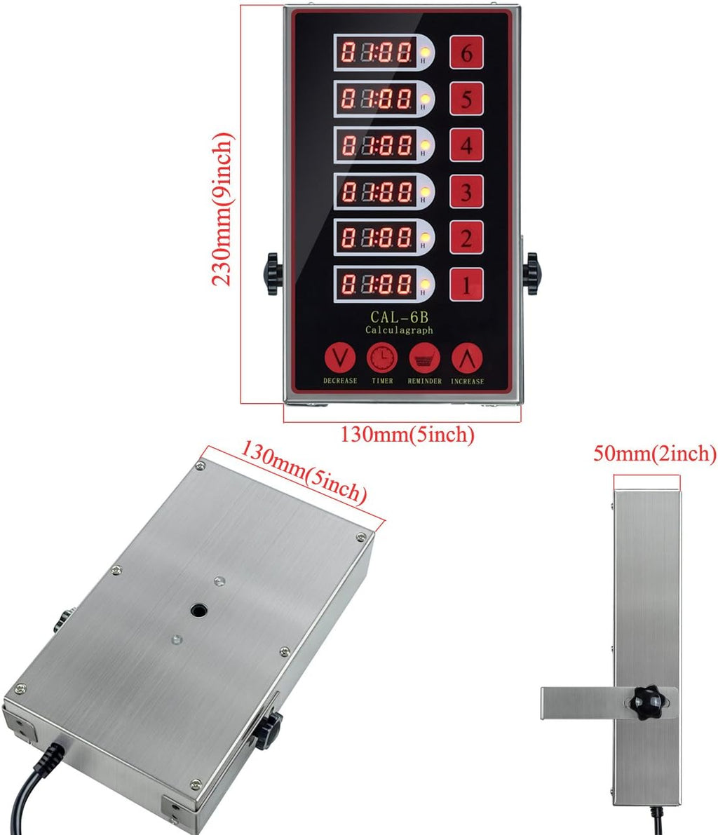 6 Channels Timer Cooking Timers Loud Alarm Clear LED Display Stainless Steel Calculagraph P718