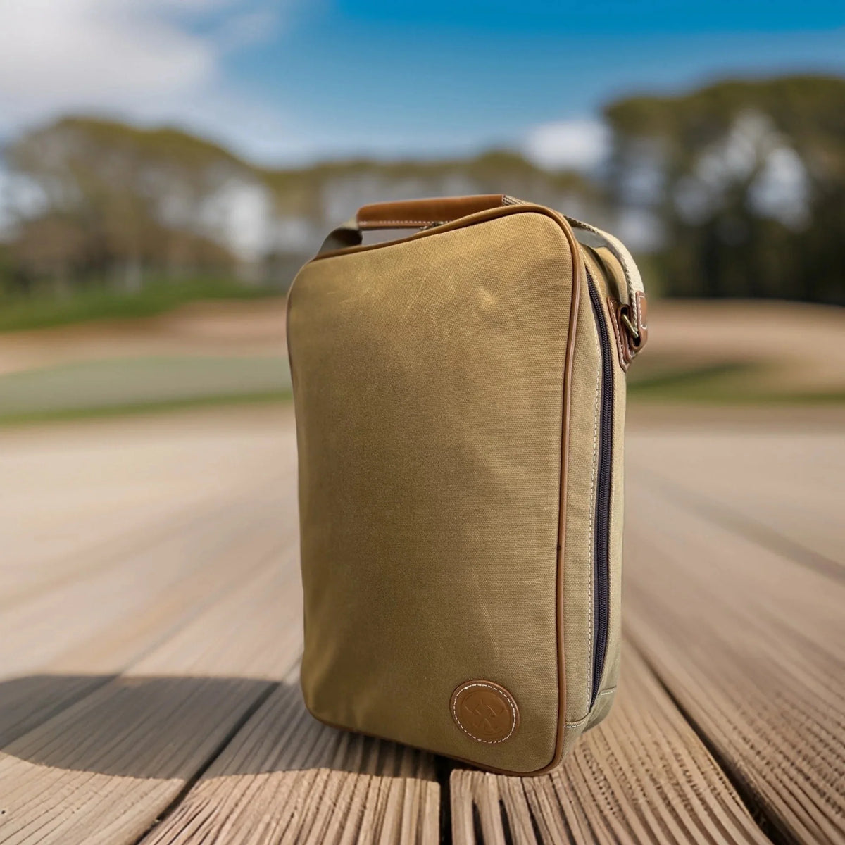 Canvas Golf Shoe Bag with Leather R493