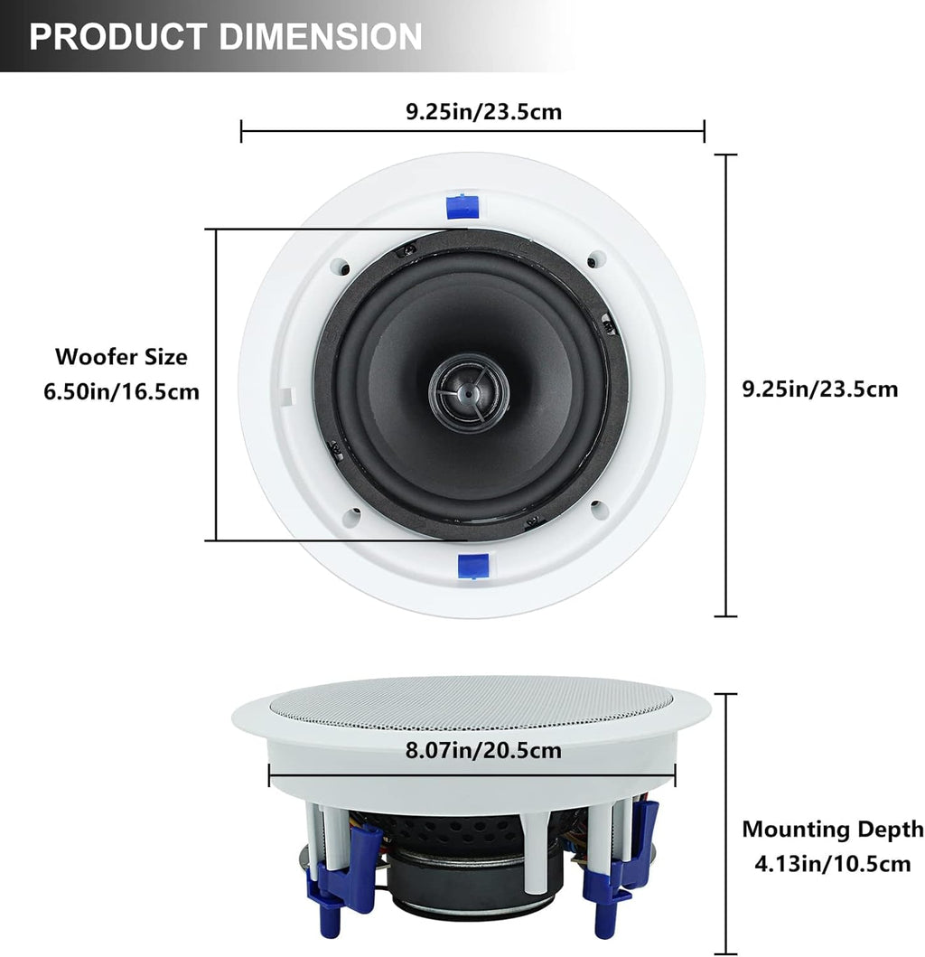 6.5'' 600Watts 2-Way Bluetooth Ceiling Speakers（4 Speakers） L3827