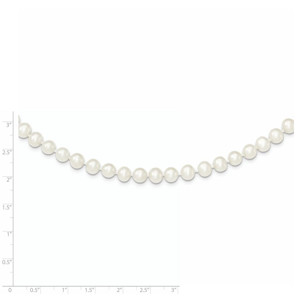 Sterling Silver Rhodium-plated White Freshwater Cultured Pearl Necklace P8503
