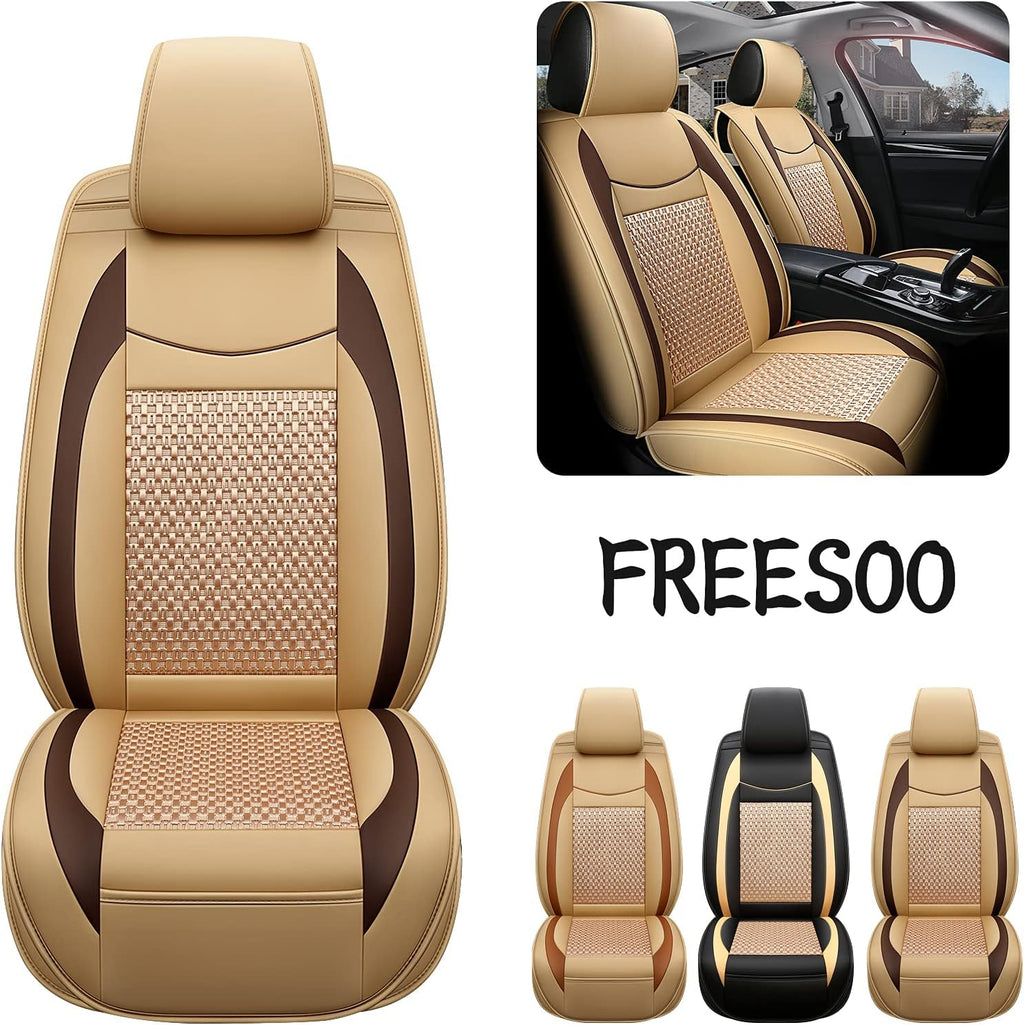 Black Red 9 Leather Car Seat Covers Full Set Q701943