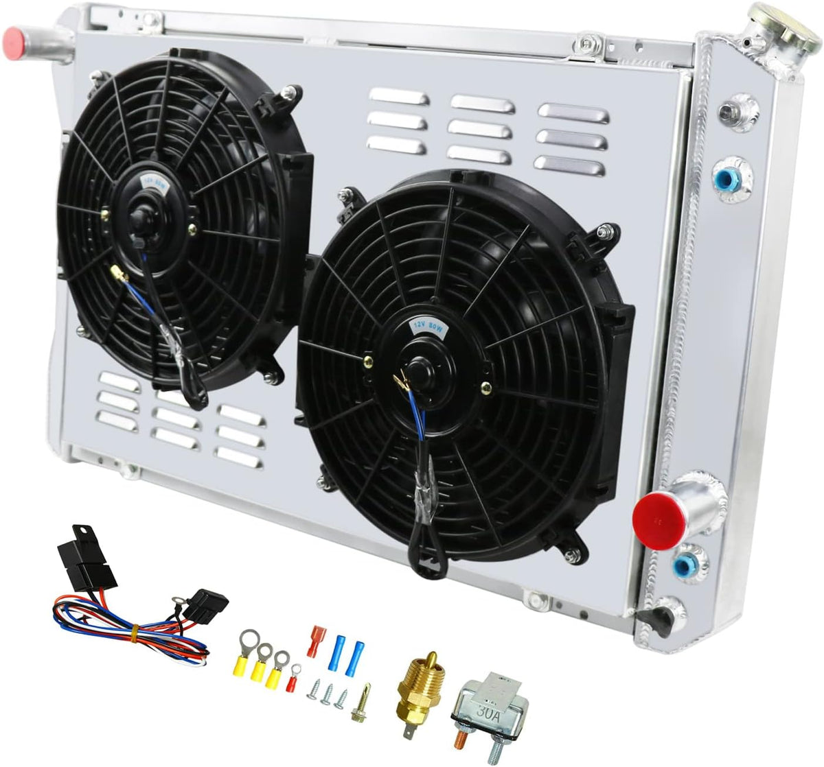 All Aluminum 3 Core Radiator with Shroud Fan Relay G89452