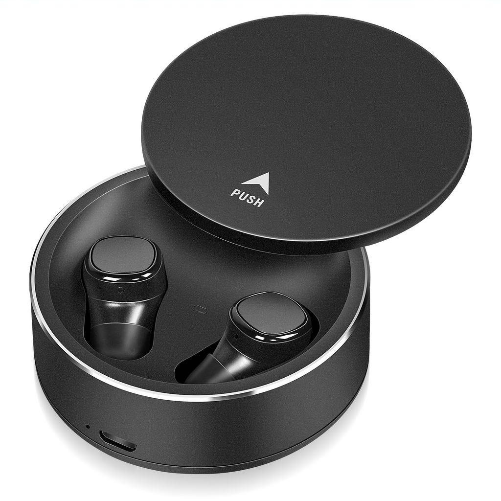 True Wireless Earbuds IPX5 Waterproof Touch Control with Mic Bluetooth Headphones - Black V176778