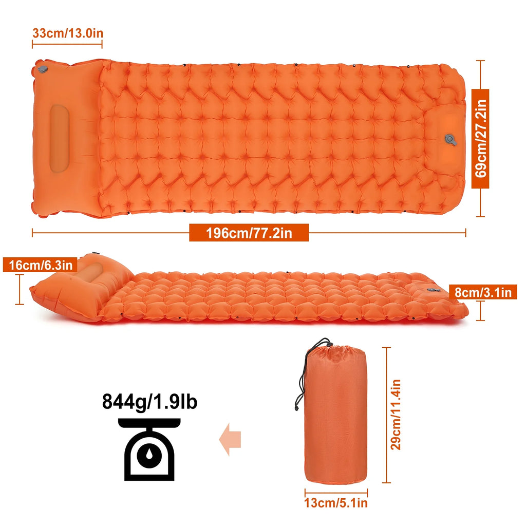 Ultralight Waterproof Camping Air Mattress Sleeping Pad with Built-in Pump A334016