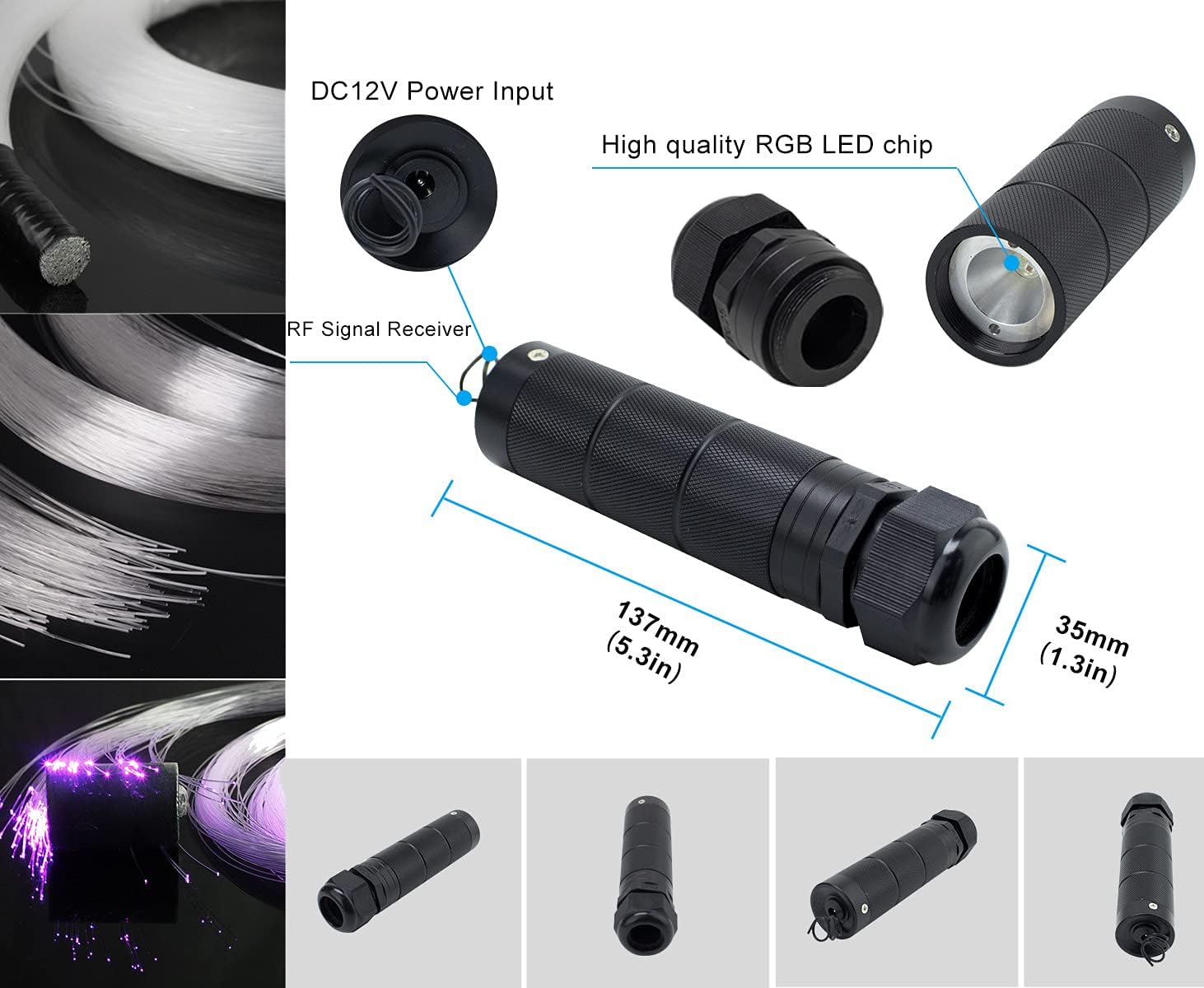 450pcs*0.03in*9.8ft RGBW Meteor LED Fiber Optic Ceiling Light Kits Q78526