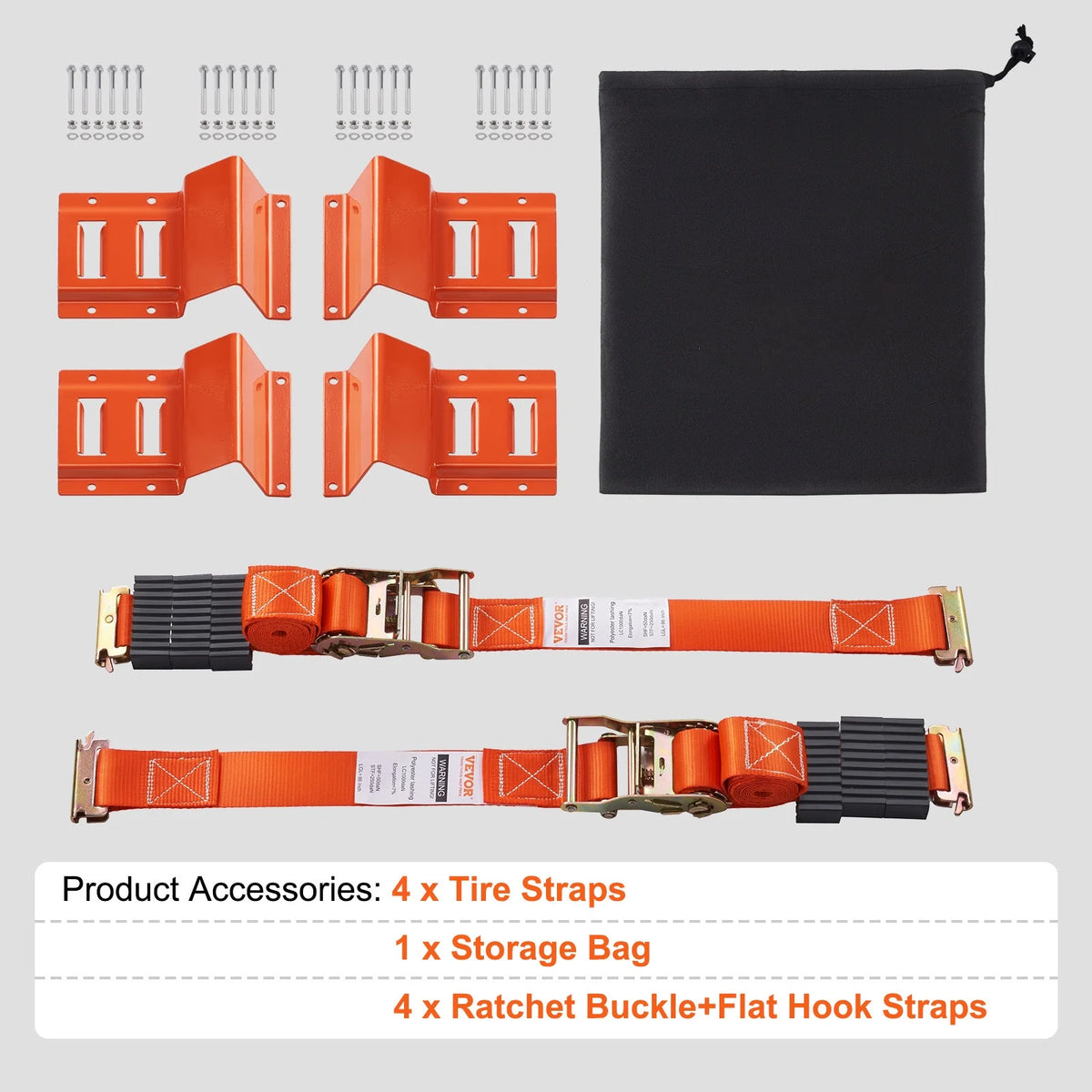 Wheel Chock Tire Down Strap Kit 4-Pack Y7824