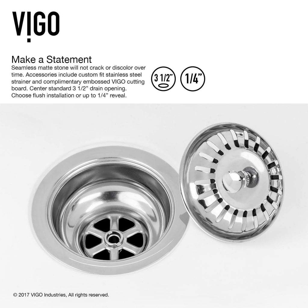 36 in. Matte Stone Farmhouse Kitchen Sink Set with Matte Black Faucet B155