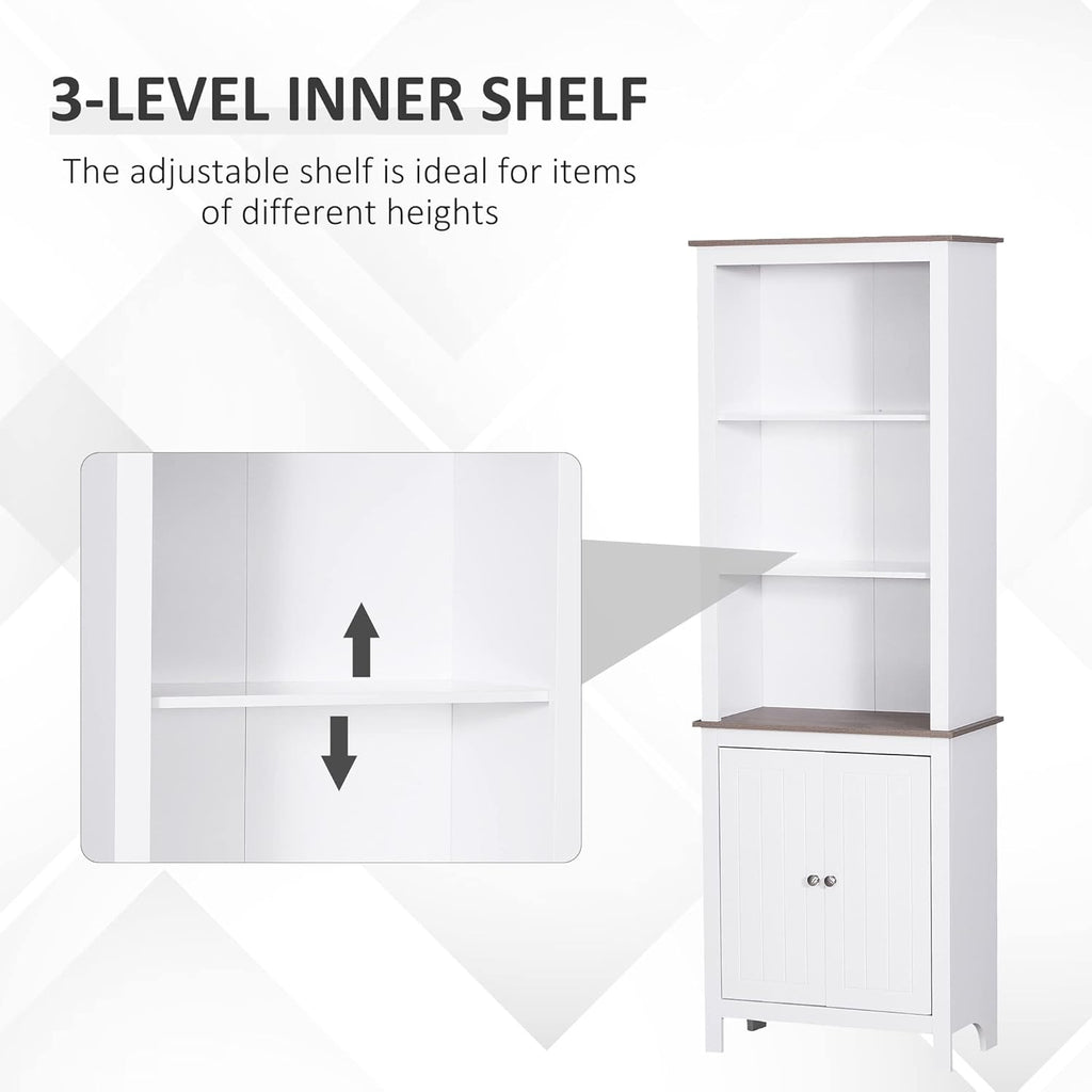 White 3-Tier Storage Cabinet with Double Door U919920