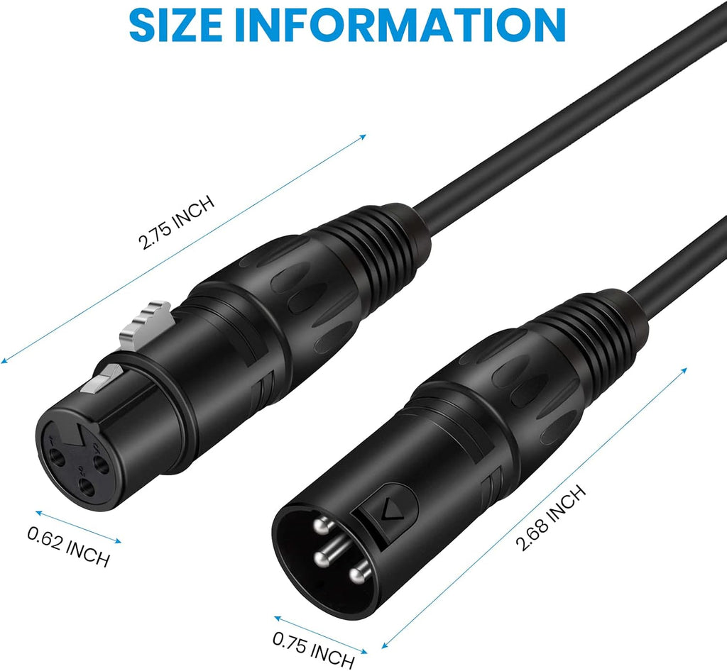 25ft XLR Microphone Male to Female Mic Cables Black 3-Pack V956888