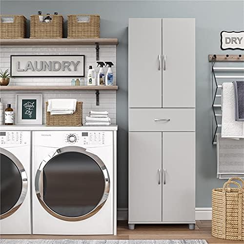 Dove Gray Storage Cabinet with Drawer M6037