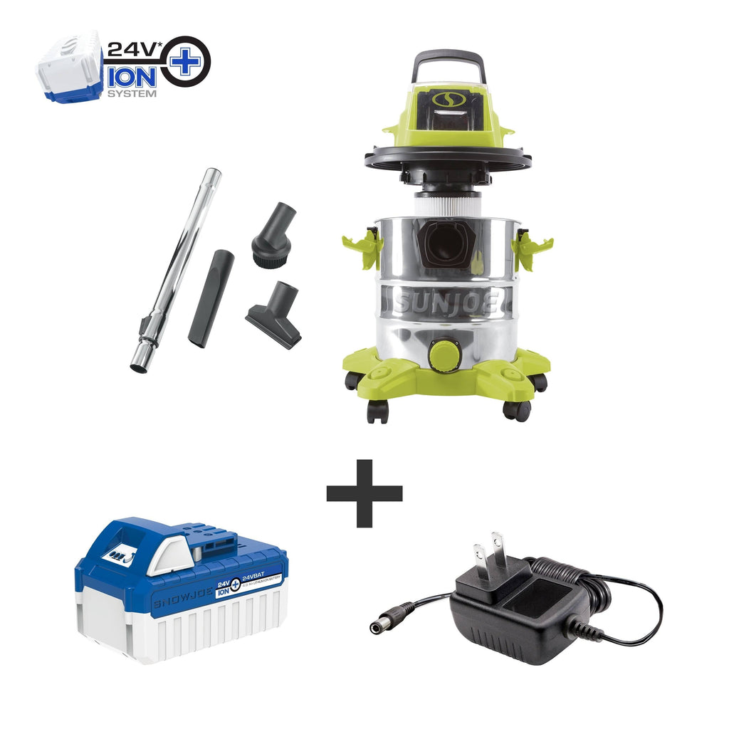 24-Volt Cordless Portable Stainless Steel Wet/Dry Vacuum Kit, 5.2 gal F971319