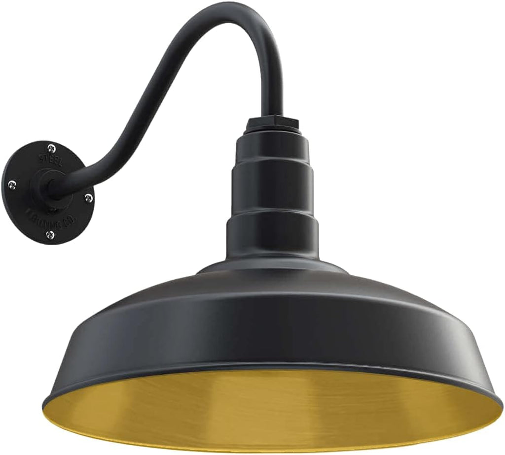 Black Outdoor Barn Light with 16 Dome and 16 Gooseneck T527403