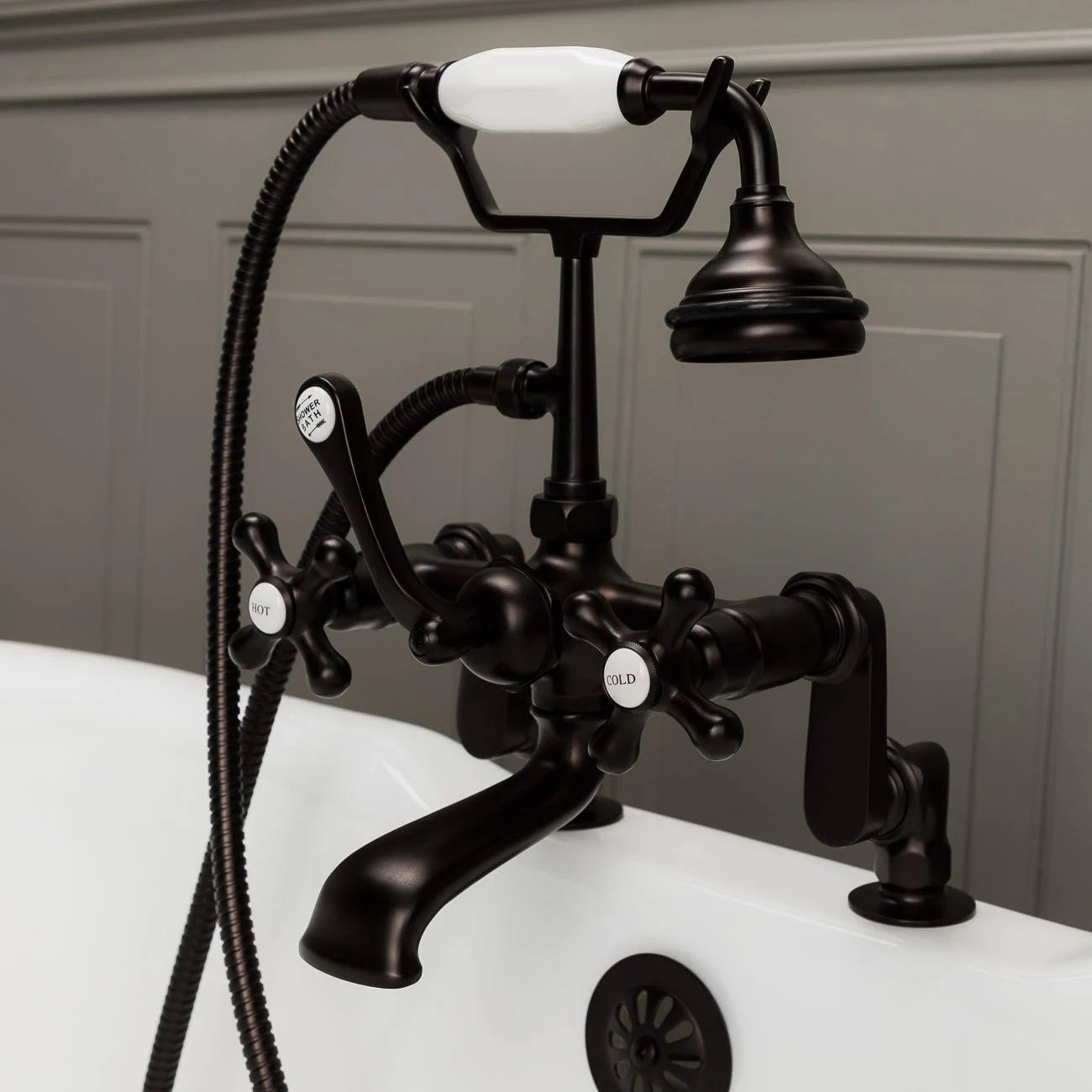 Oil Rubbed Bronze Clawfoot Tub Faucet with Handshower U861151