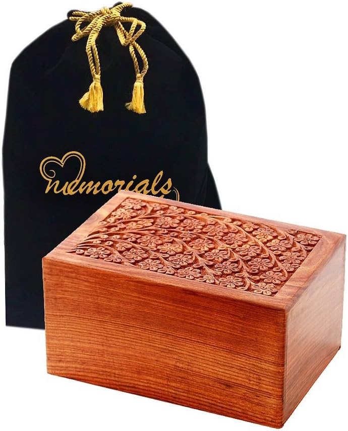 Solid Rosewood Cremation Urn with Hand-Carved Cross Design G979176