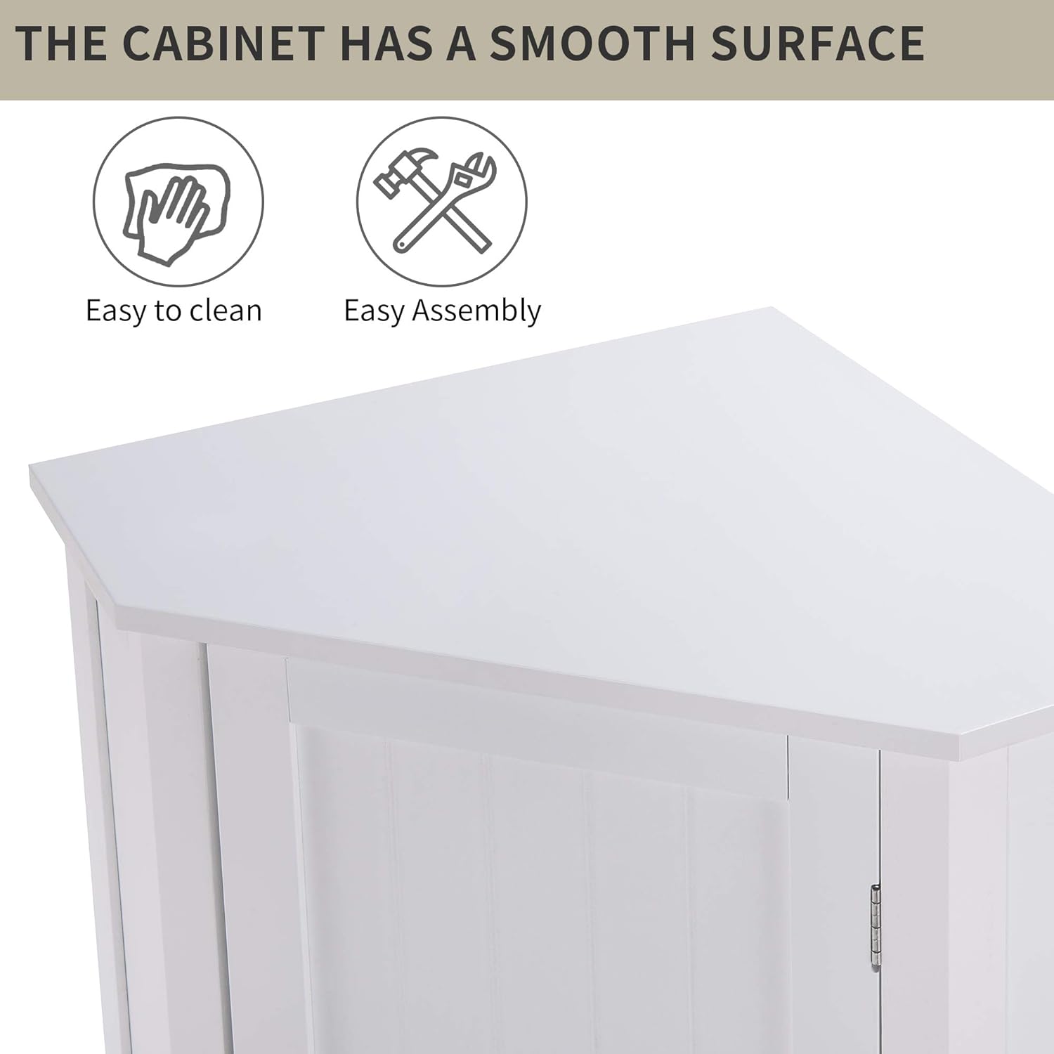 White Triangular Storage Cabinet J785399