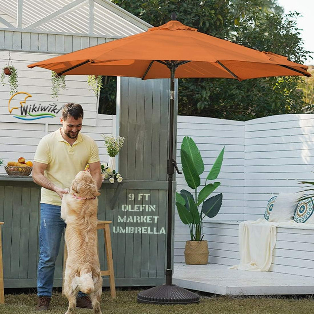 Rectangular Market Umbrella with Olefin Canopy and Push Button Tilt, 6.6x9.8 FT, Turquoise O390