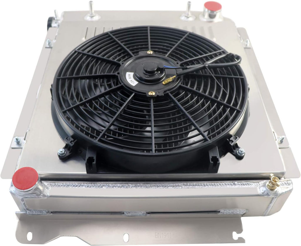 4 Row All Aluminum Radiator with 16" Fan Shroud and Thermostat L360