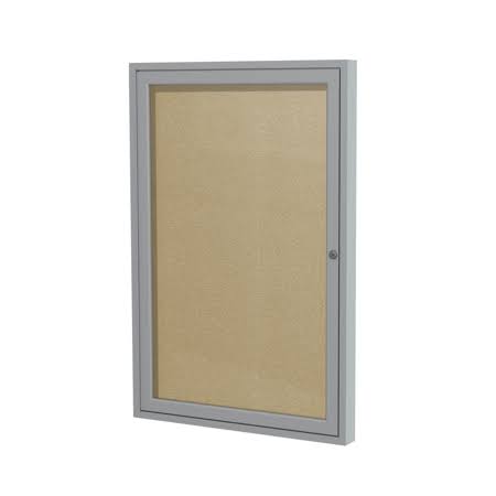 1 Door Enclosed Vinyl Bulletin Board with Satin Frame Wall Mounted TackBoard, Caramel, 36H U54611