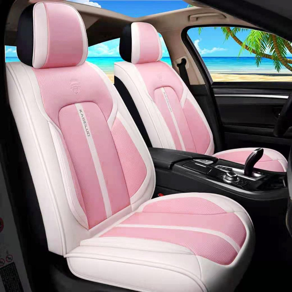 Red & Black Leather Car Seat Covers 5 Seats Full Set F941961