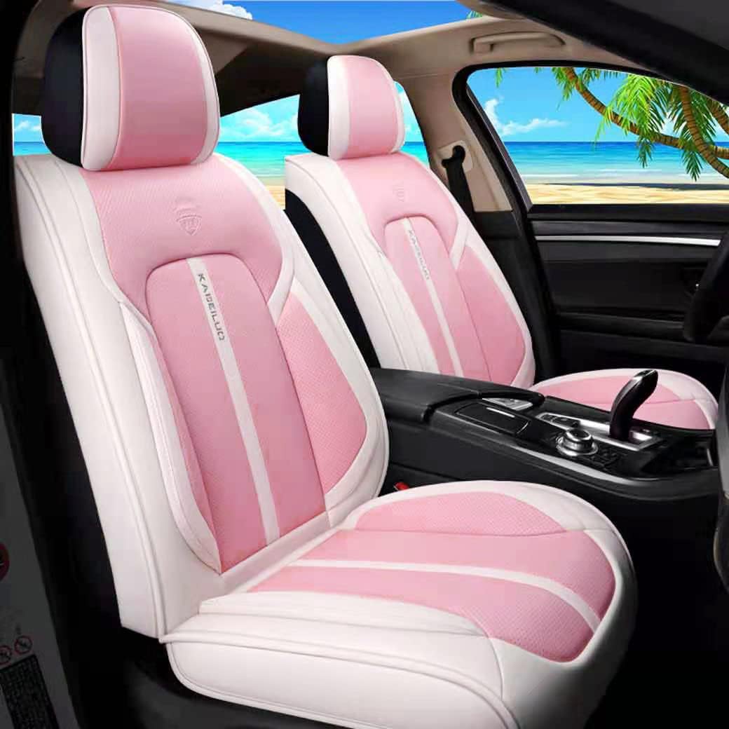 Red & Black Leather Car Seat Covers 5 Seats Full Set F941961