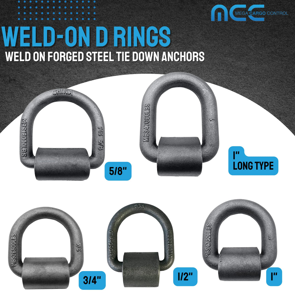 10 Pack Heavy Duty 1/2" Weld-On D Ring for Flatbed Truck Trailer Tie Down Z28527