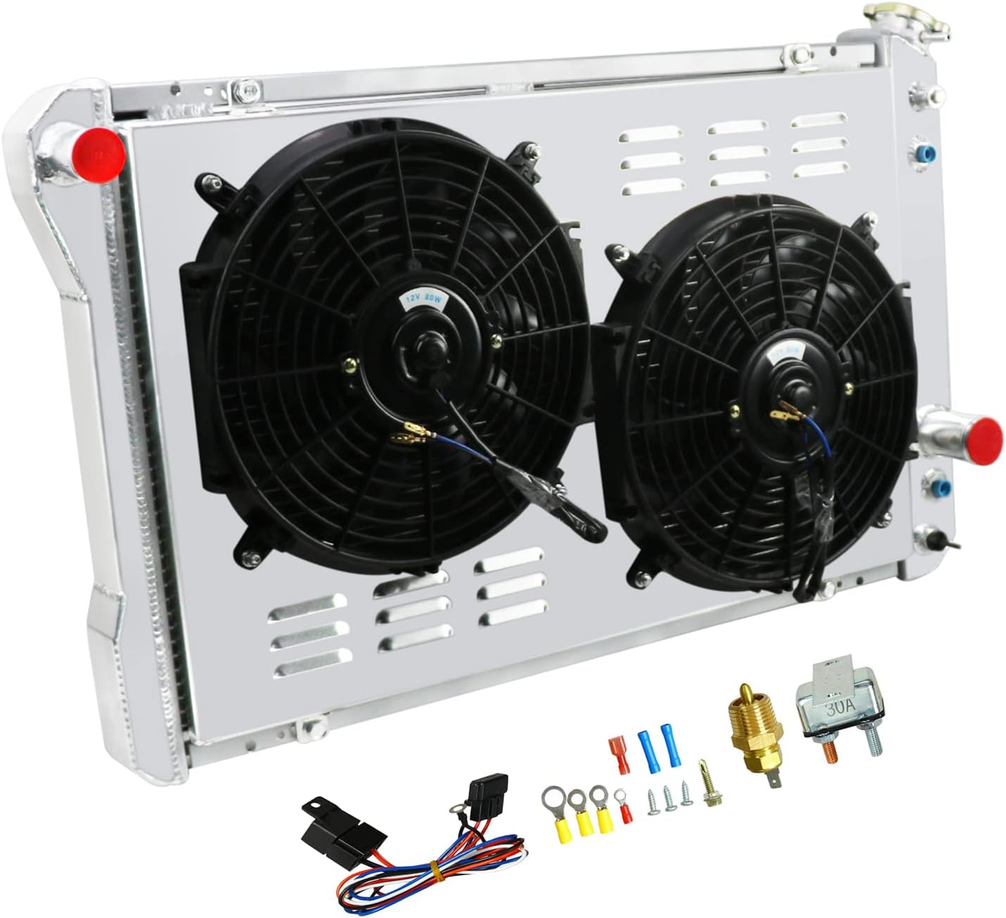 All Aluminum 3 Core Radiator with Shroud Fan Relay G89452
