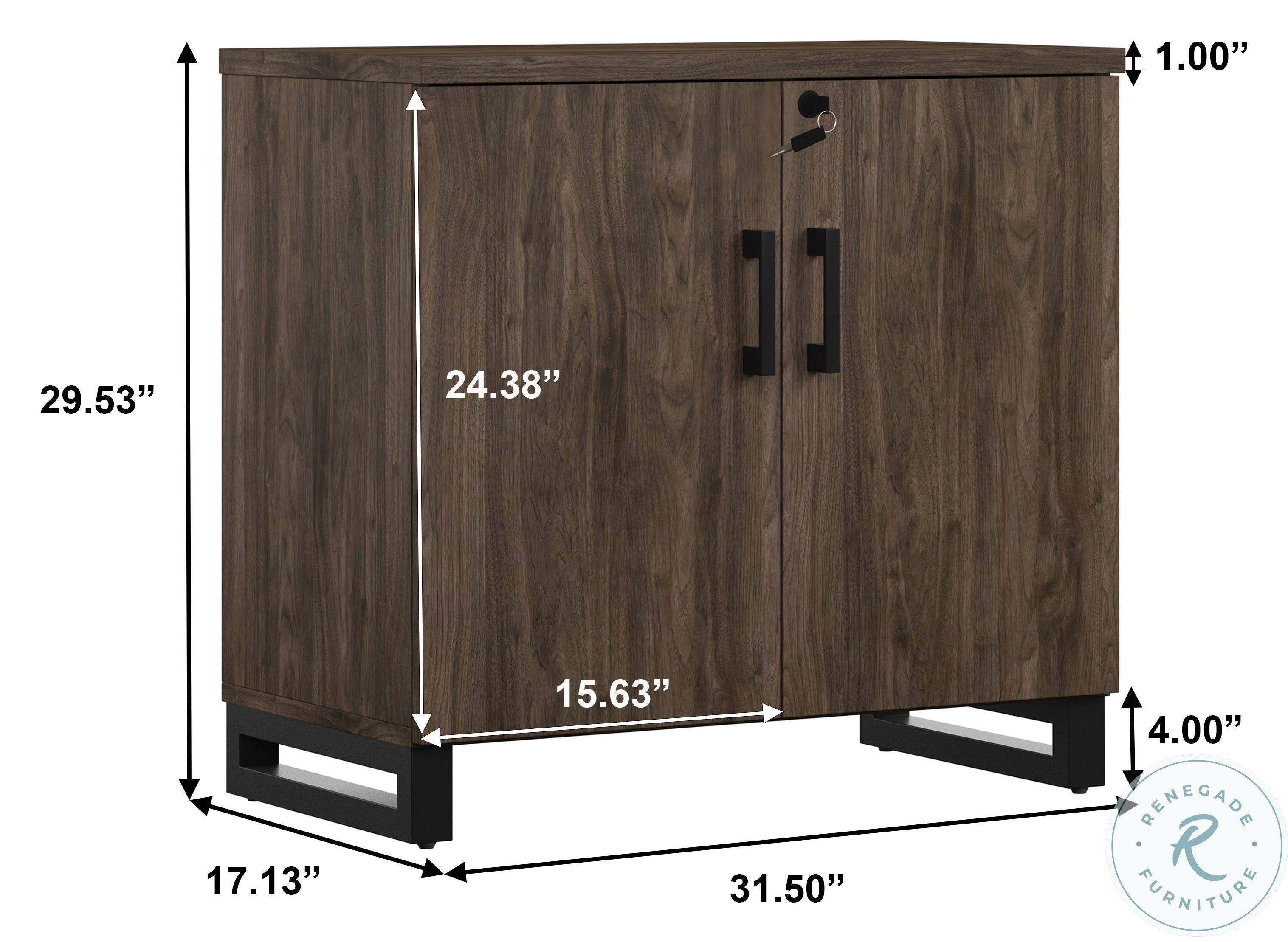 Industrial Farmhouse 2-Door Storage Cabinet Dark Brown Weathered Oak T4815