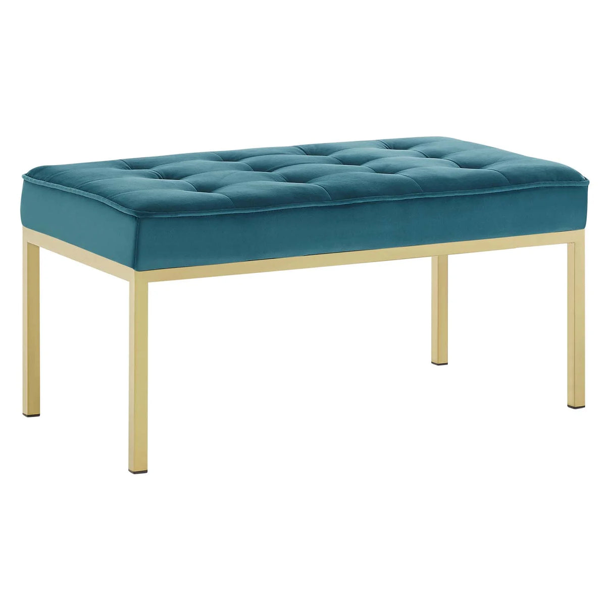 Teal Performance Velvet Bench with Gold Stainless Steel Leg M507789