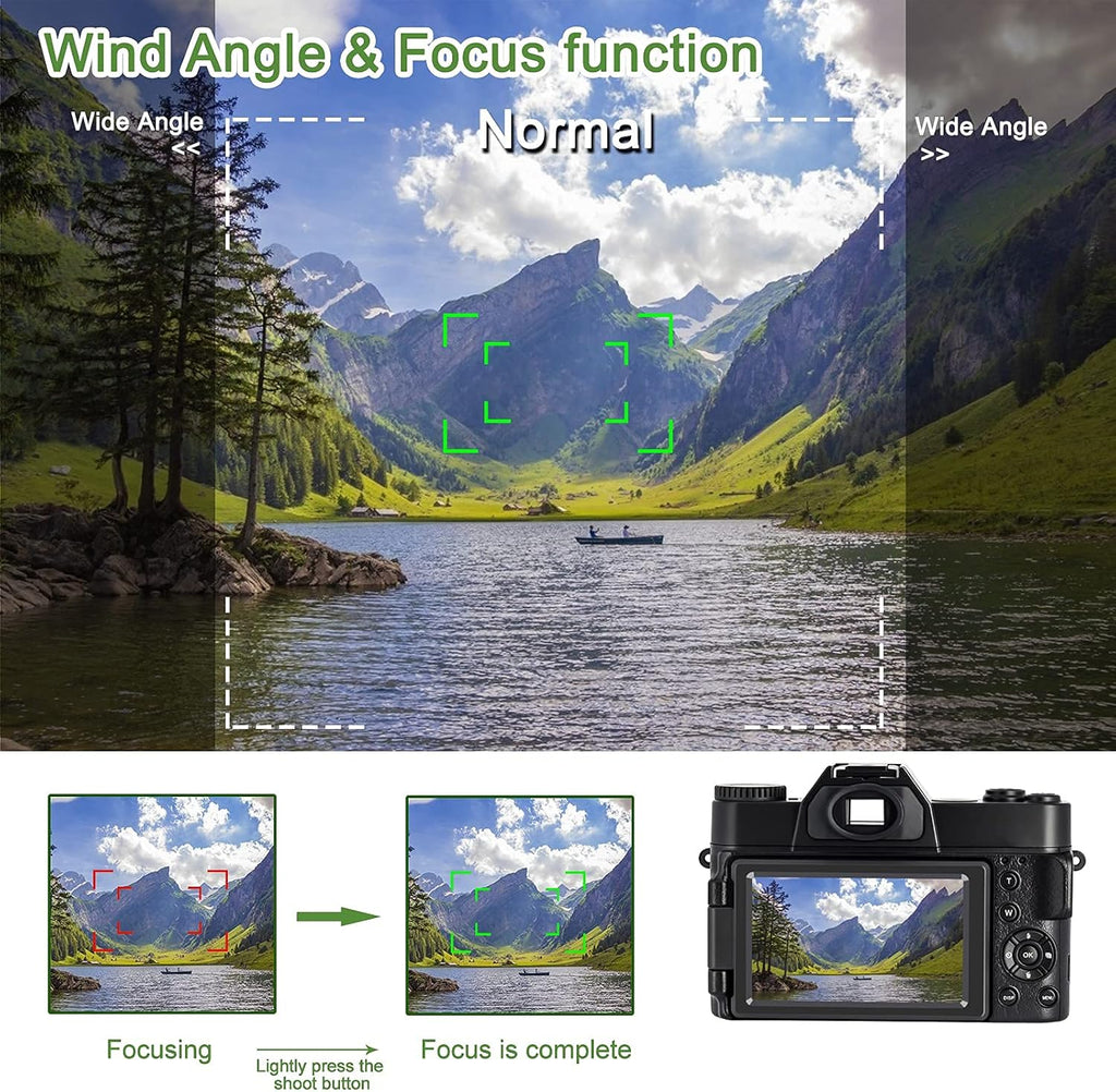 4K 48MP Digital Camera with 3.0 inch 180° Flip Screen and 32GB Memory Card Q42660