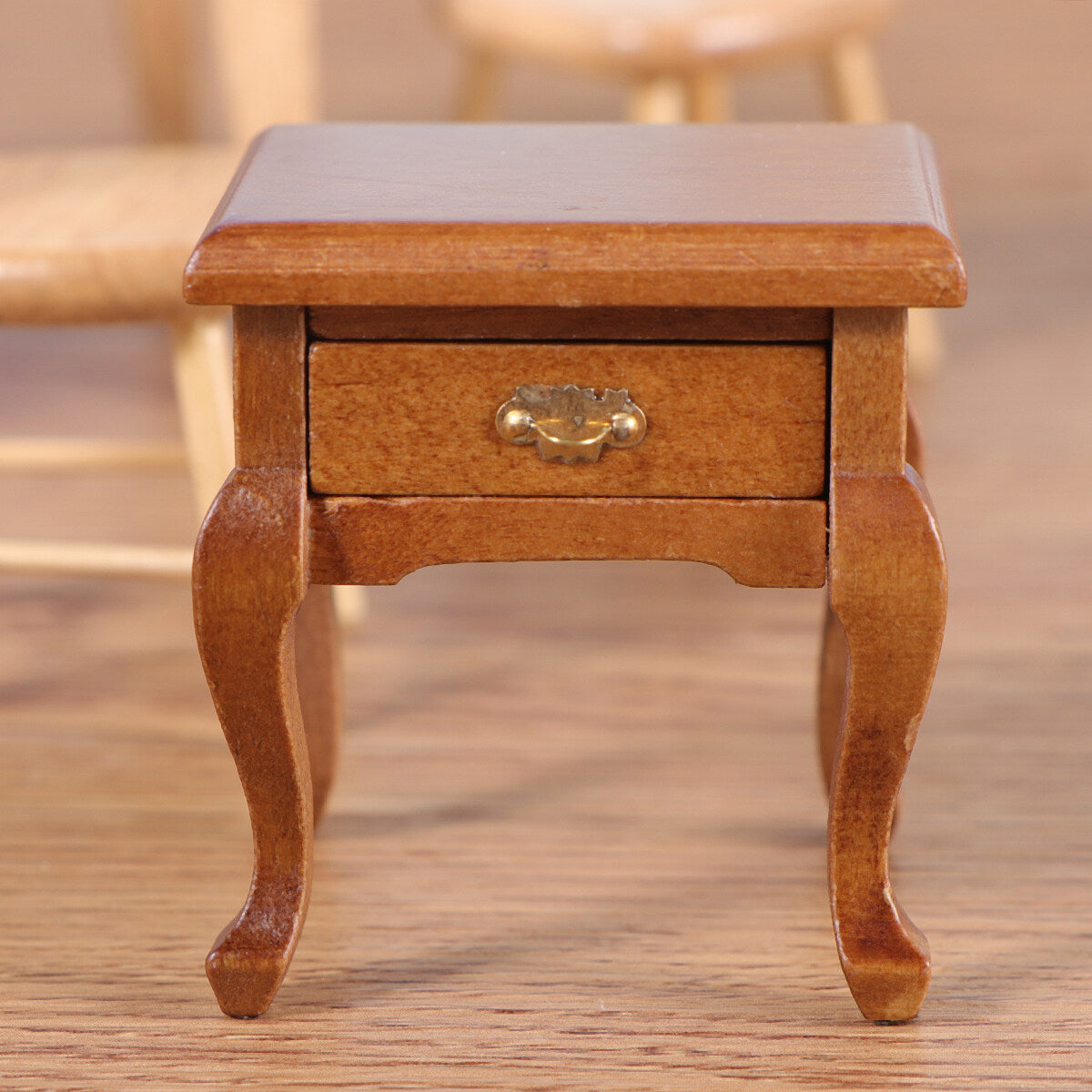 1:12 Walnut Color Wooden Bedside Table Miniature Furniture D714859