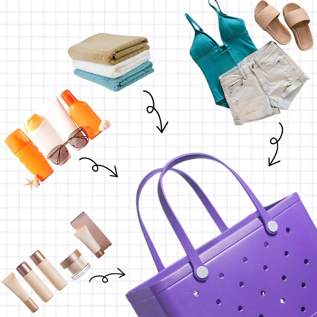 Purple EVA Waterproof Beach Bag U60763