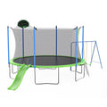12ft Kids Trampoline with Swing, Slide, Basketball Hoop, Safety Enclosure Net F444224