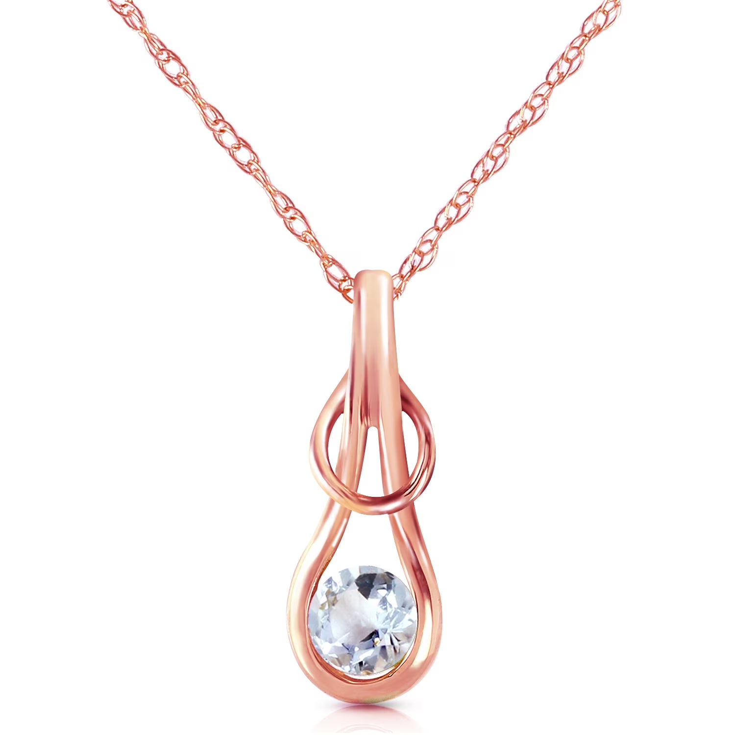 20" Rose Gold Necklace with Natural Aquamarine D159