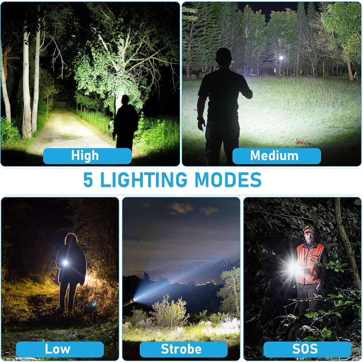 Rechargeable LED Tactical Flashlight, 120000 Lumen, USB Fast Charge, IPX6 Waterproof O262858