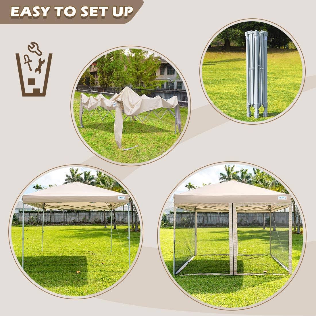 Tan Pop Up Canopy with Netting F671