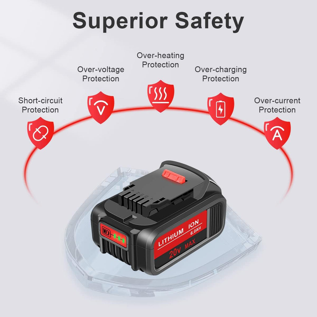2 Packs 20V 6.0Ah Battery with LED Indicator Red K250286