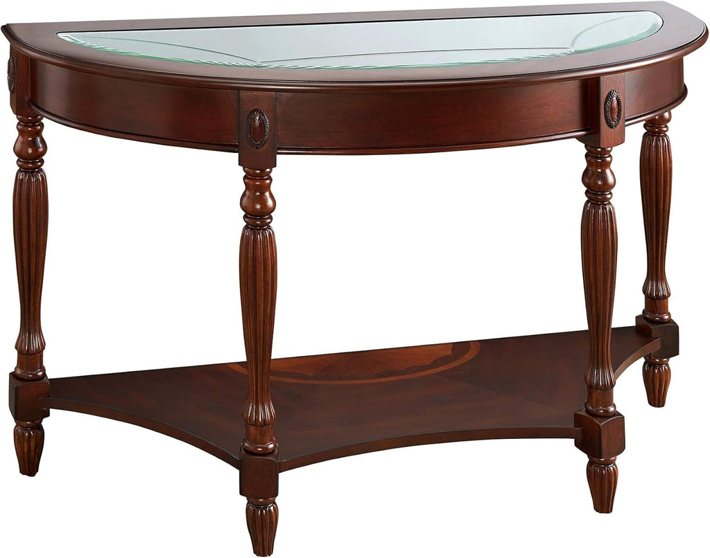 Walnut Solid Wood Semi-Circle Console Table with Drawer R620